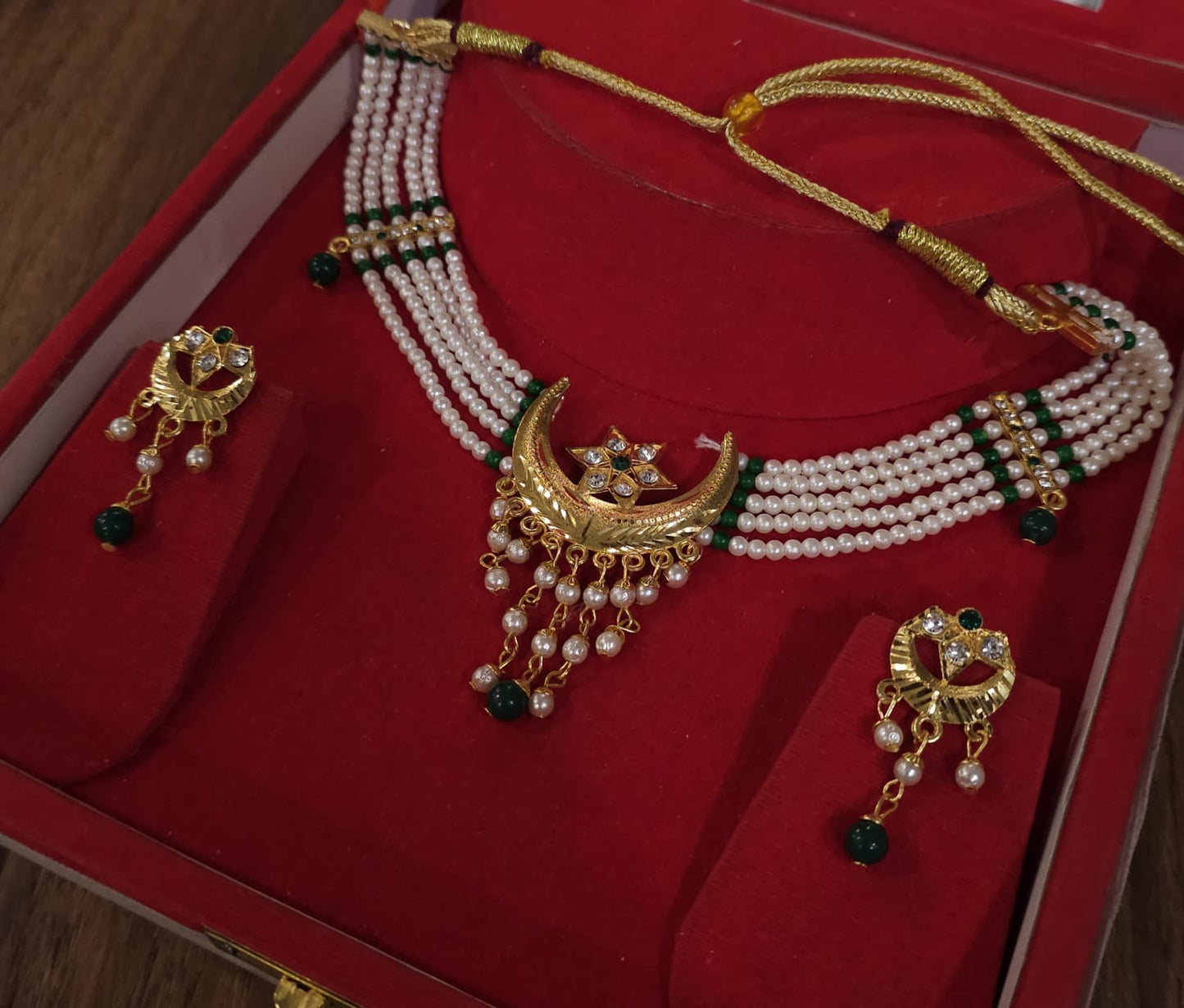 Gold Plated Necklace Set With Earrings