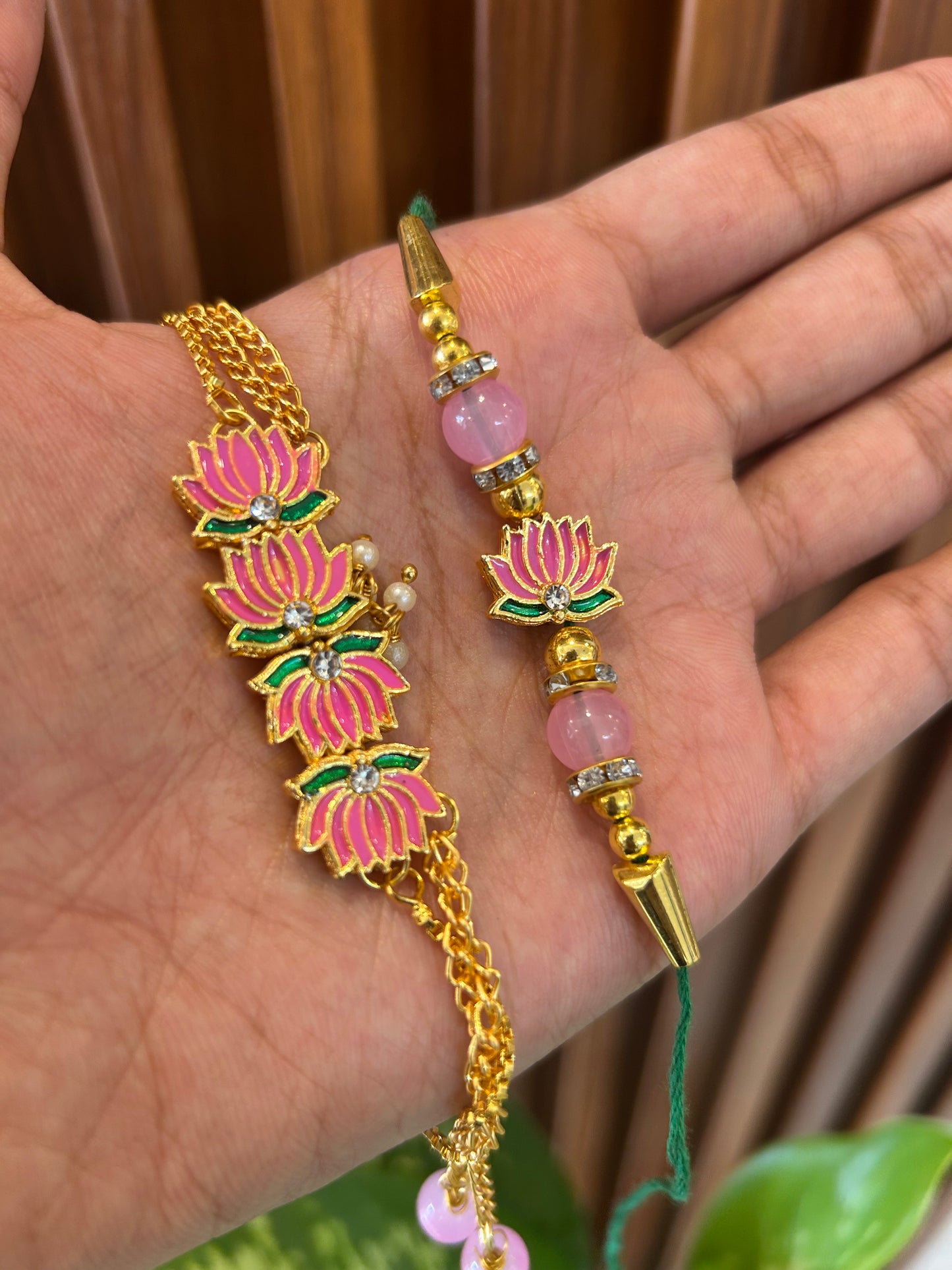 Lotus Kundan Rakhi Set 🪷🪞