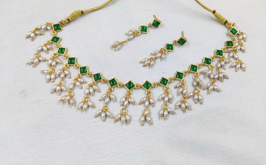 Kundan Stoke Pearl Necklace Set