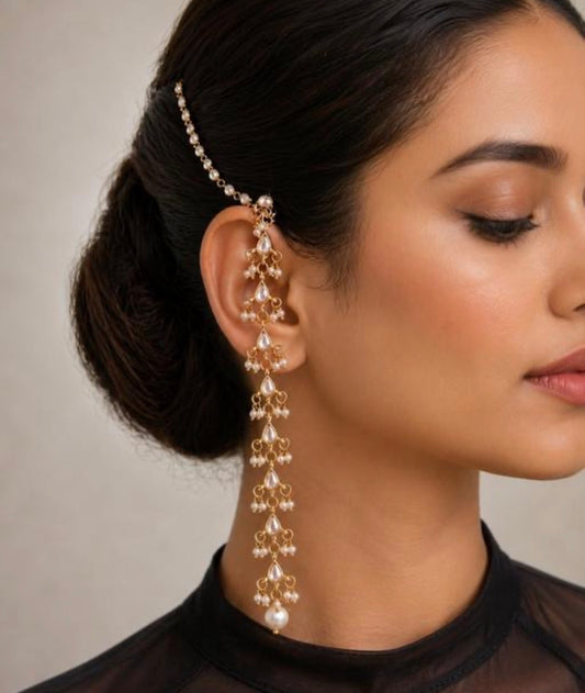 White Kundan Earrings and Tika Set