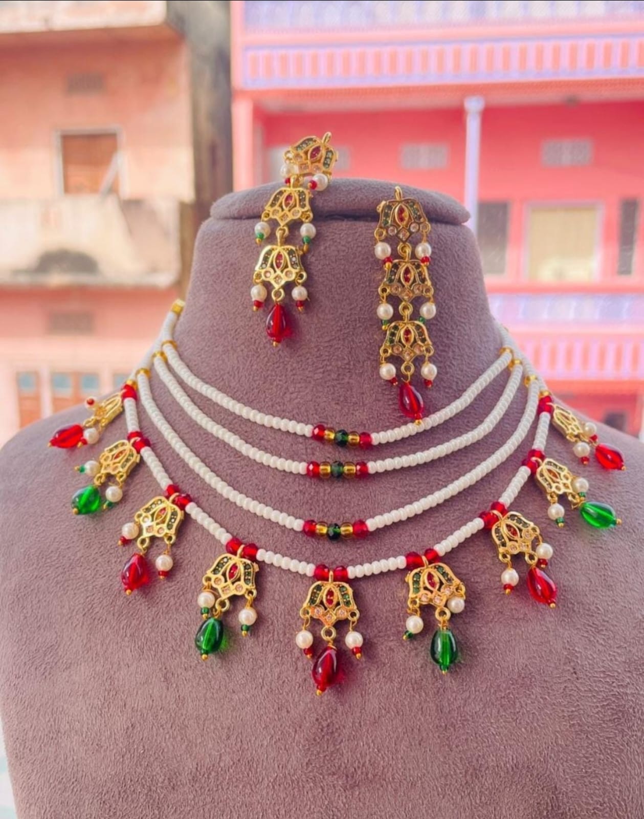 Multilayer Patri Necklace Set With earrings