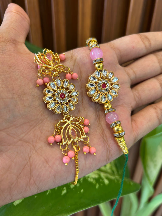 Golden Lotus Rakhi Set