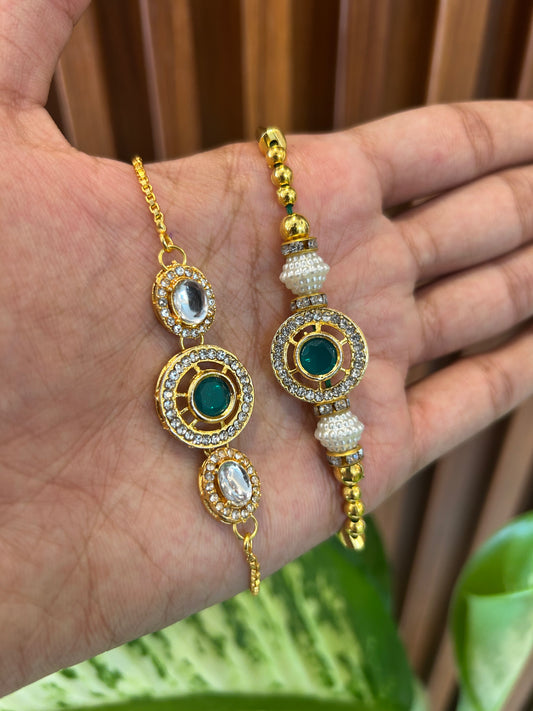 Minimalist Kundan Rakhi Set 🪷🪞