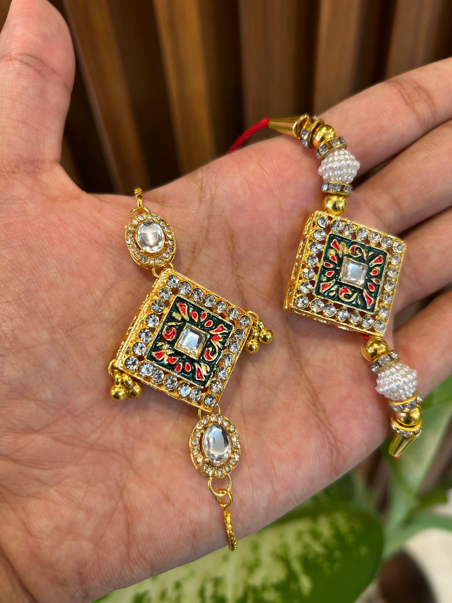 Enamelled Kundan Rakhi Set ✨