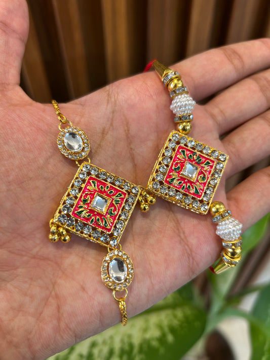 Enamelled Kundan Rakhi Set ✨