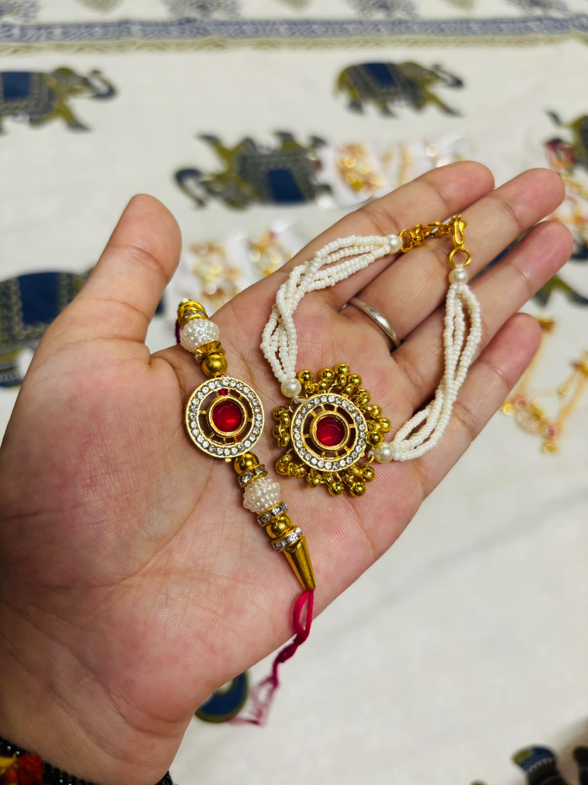 Kundan Rakhi Set