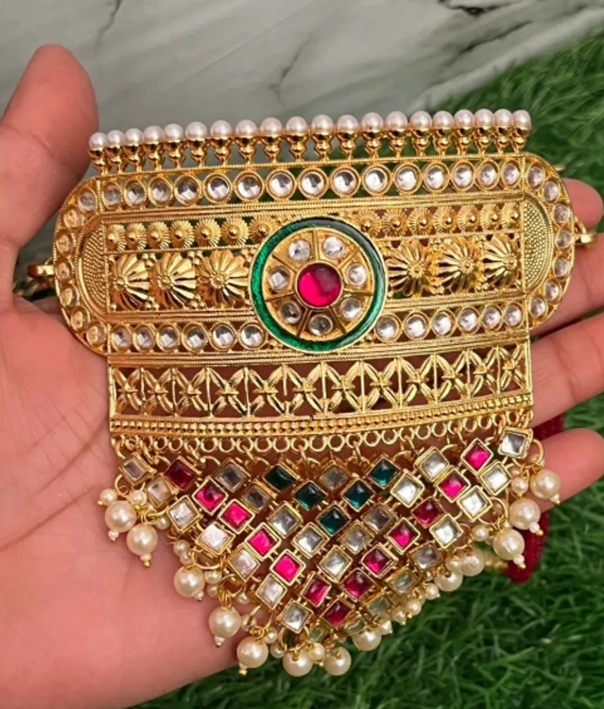 Rajputi Golden Aad Jewellery Set